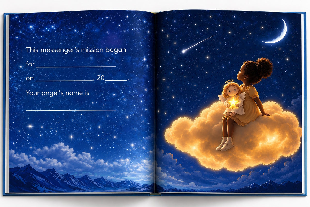 My Angel Messenger™ book page where children give their Angel a name